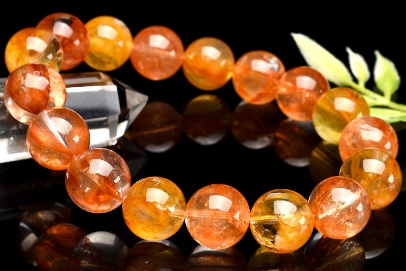 ★高品質★ リモナイトインクォーツ　マダガスカル産　ブレスレット　レインボー 超激レア！高品質++]マダガスカル産モリブデナイトインクォーツ