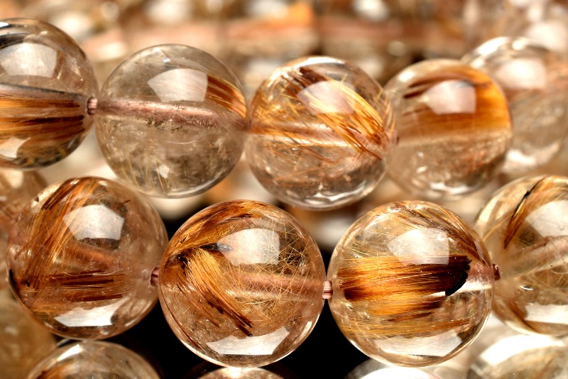【限定セール！】 高透明◇キャッツアイ タイガータイチンルチルクォーツ 10mm アクセサリー