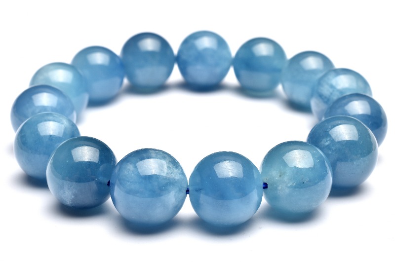1点物】海色ブルー アクアマリン 13.5mm ブレスレット _L4658