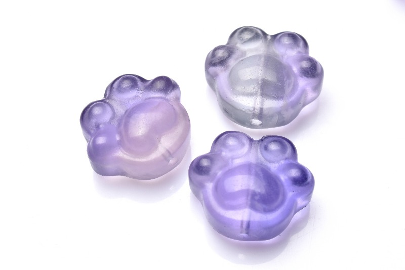 パープル フローライト 13-14x15-16mm 肉球 10個セット 貫通穴