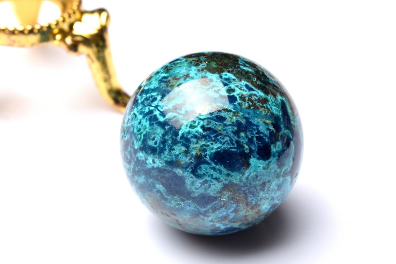 最高品質　クリソコラ　スフィア大　天然石 高品質]ペルー産クリソコラ丸玉/スフィア（直径44.7-45.3mm） - 埼玉県