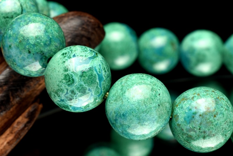 お客　クリソコラインマラカイト12mm　➕ ダイオプサイト9.5mm 2点 お客様専用 クリソコラインマラカイト12mm ➕ ダイオプサイト9.5