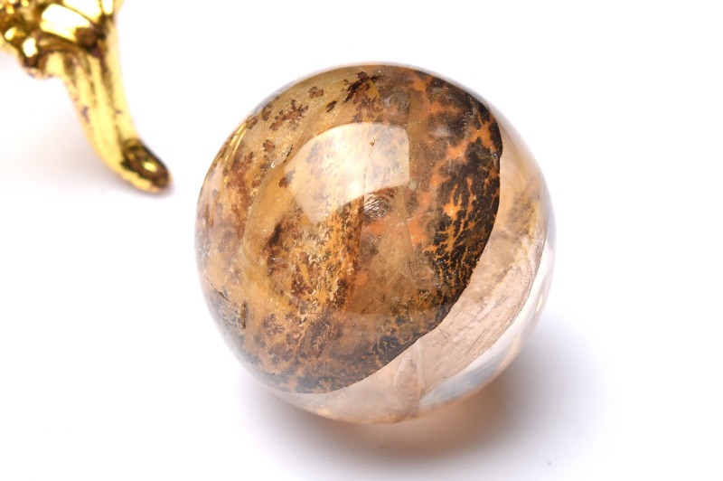 1点物】天然の水彩画 デンドリティッククォーツ 22mm 丸玉(台座