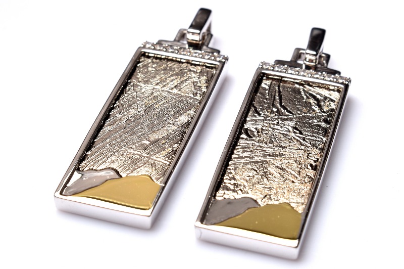 アルタイ隕石(メテオライト) 36x12mm プレート シルバー