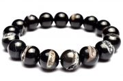 【１点物】人気◇笑口ジオード オニキス黒瑪瑙　12mm　ブレスレット _M4739