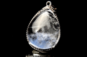 【１点物】Silver925☆AAA+透明 デュモルチェライトインクォーツ　19x15mm　ドロップ ペンダントトップ _PC1604