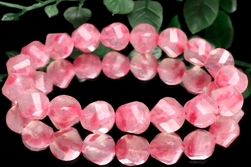 【高品質美品】【桜の花びら】ロードナイトシリカブレスレット 高品質]桜ロードナイトシリカブレスレット（約8.5mm玉） - 埼玉