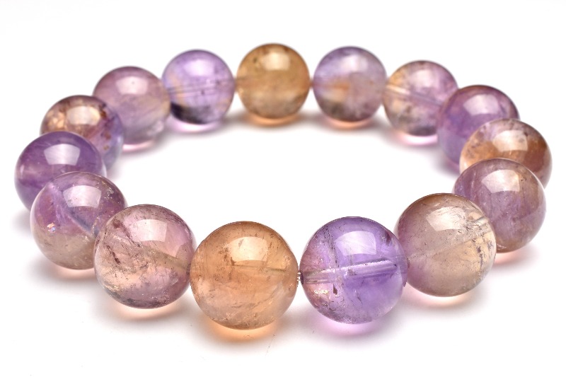 1点物】希少◇バイカラー アメトリン 15mm ブレスレット _M7791