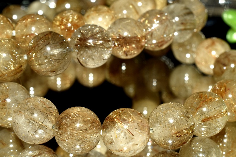 ルチルクォーツ ビーズブレスレット 約11ミリ