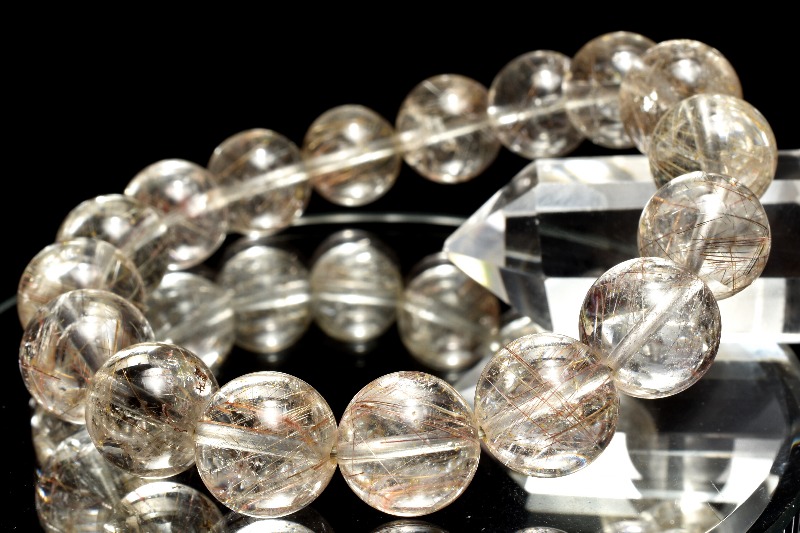 シルバールチルクォーツ13 シルバー ルチルクォーツ ブレスレット 13mm 針がびっしり密集