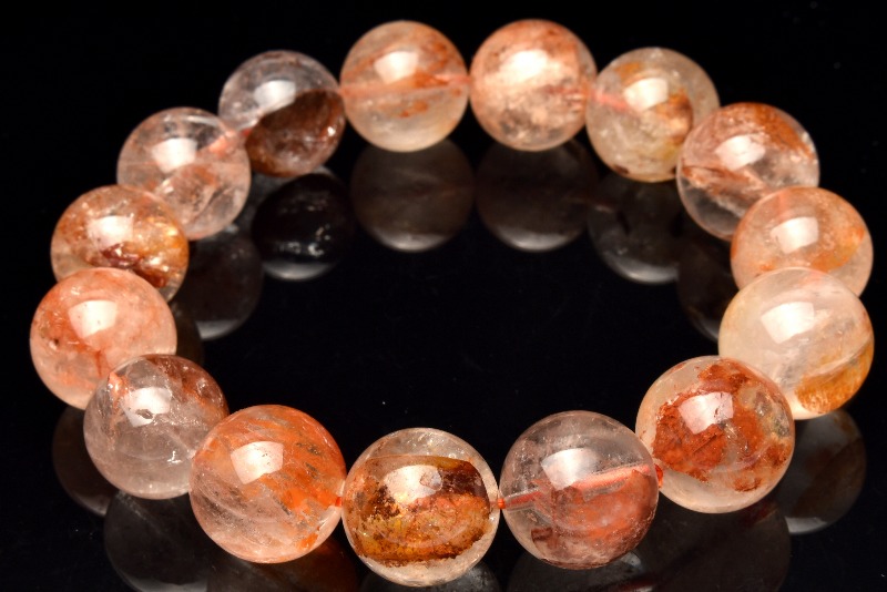 驚きの激安価格 1点物】希少◇高発色 ライモナイトインクォーツ 14-14.5mm アクセサリー