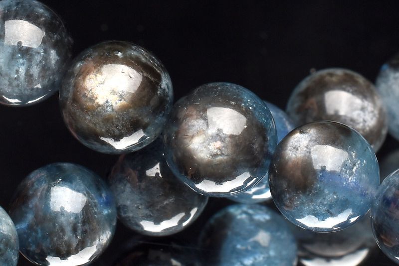 1点物】南アフリカ産◇金属シラー ブラックアクアマリン 8mm