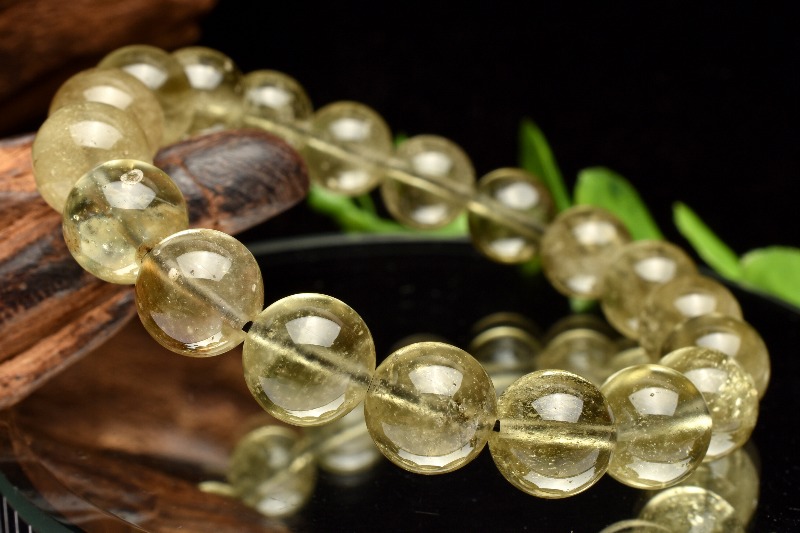 天然石 リビアングラス オペロンゴム ブレスレット 1点物】ブラック