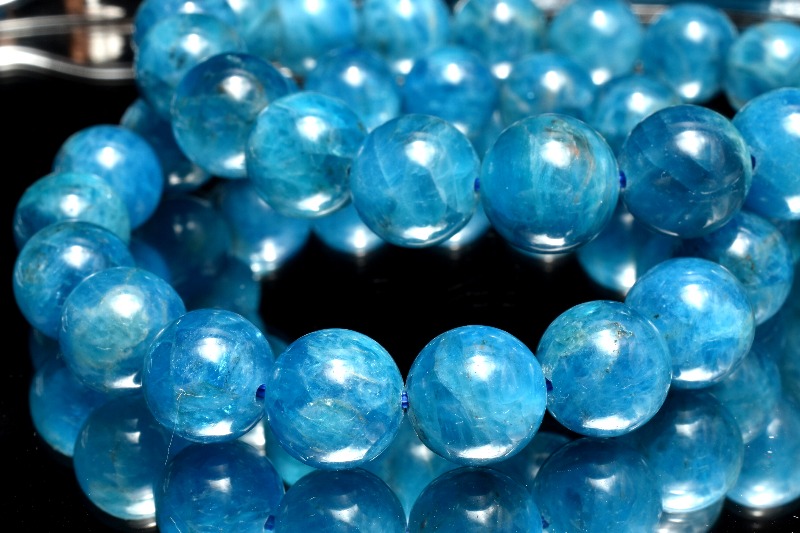 ブラジル産◇天然色 ブルーアパタイト 11.5mm ブレスレット 1個