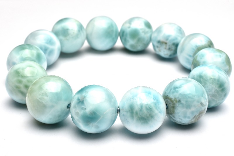 1点物】カリブ海の宝石 ラリマー 14.5-15.5mm ブレスレット 1点物】カリブ海の宝石 ラリマー 14.5-15.5mm ブレスレット
