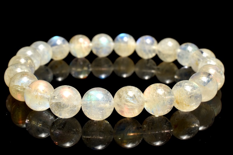 ホワイトラブラドライト ボタンカット 8.5mm/16cm ラブラドライト