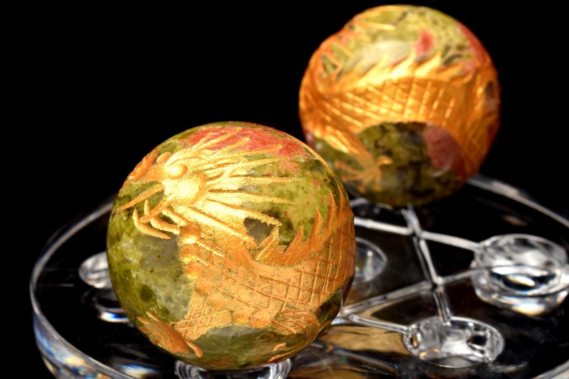 ユナカイト丸玉　パワーストーン置物 ユナカイト丸玉パワーストーン置物