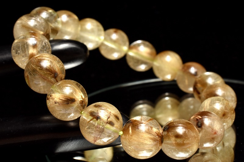 王道　板状タイチンルチルブレスレット　1 1点物】人気◇板状金針 タイガータイチンルチルクォーツ 11