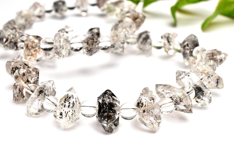 霊峰ヒマラヤ産 エレスチャルクォーツ 4-7x10-15(丸玉5)mm 両剣