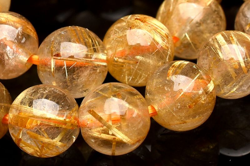 超人気高品質 1点物】黄金の輝き ゴールドタイチンルチルクォーツ 7mm アクセサリー