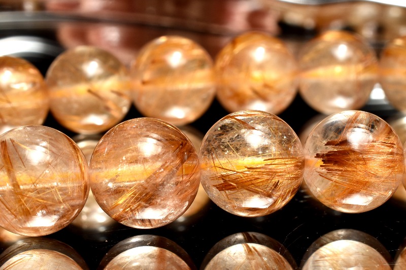 1点物】人気◇板状金針 タイガータイチンルチルクォーツ 9mm