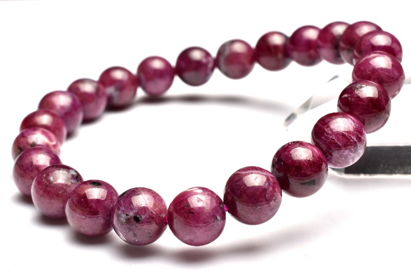 1点物】ミャンマー産◇勝利の石 ルビー 8.5mm ブレスレット _MA5931