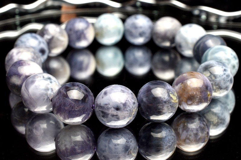 パープルラリマー 12mm 17cm 095 パープルラリマー 12mm 17cm 095 高品質]ラリマーブレスレット（約12.5