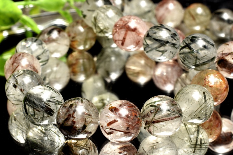 天然石ブレスレット☆高品質！ルチルクオーツ１３ｍｍ☆ハリが沢山！キラキラ！！ 天然石ブレスレット高品質！ルチルクオーツ13mmハリが沢山