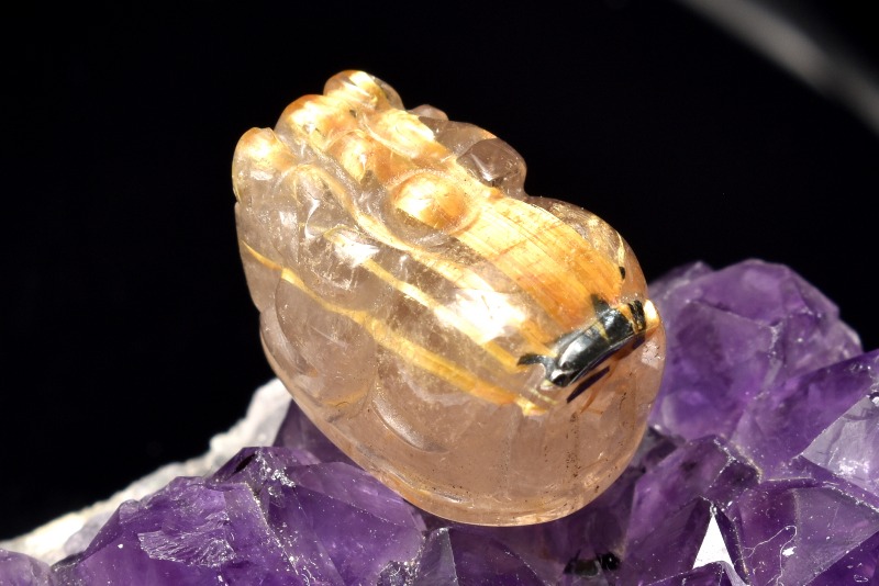 天然石　タイチンルチル 天然石 タイチン ゴールドルチル 003 水晶 原石 結晶 丸玉
