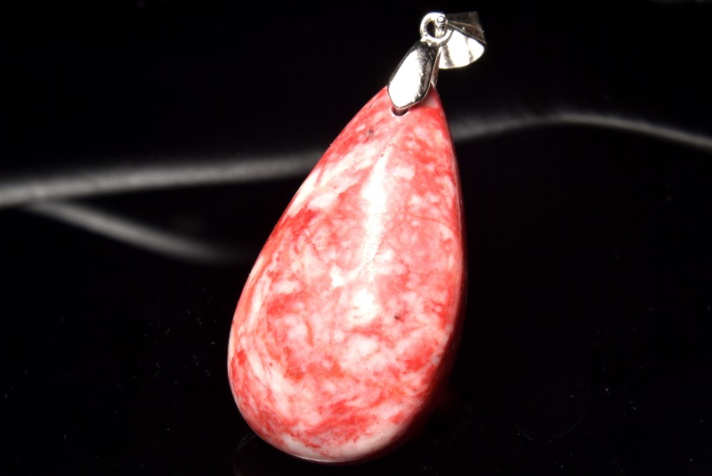 1点物】Silver925◇希少レア シナバー辰砂 31x17mm ドロップ