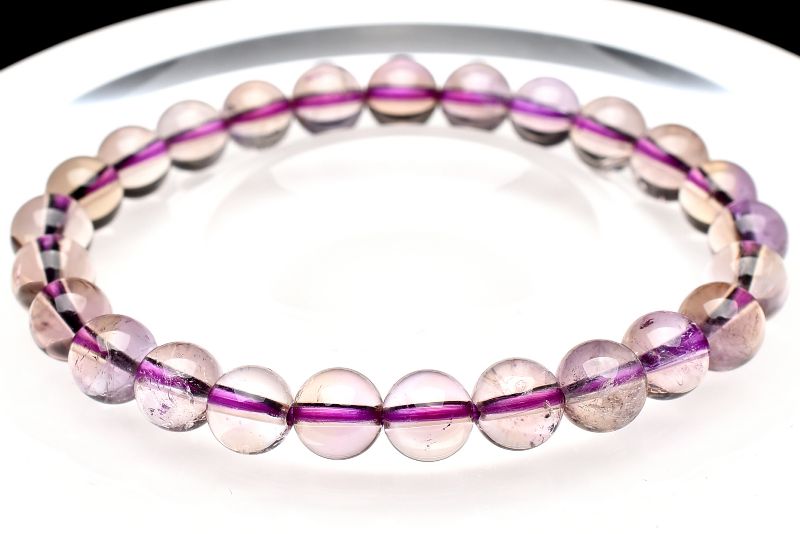 【0607-①】ブレスレット バイカラーアメトリン※宝石質 1点物】希少◇バイカラー アメトリン 7mm ブレスレット _U7911