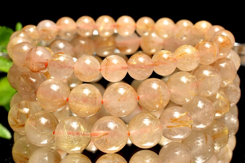 金運向上！ ゴールドルチルクォーツ 12.5mm ブレスレット 1個売り