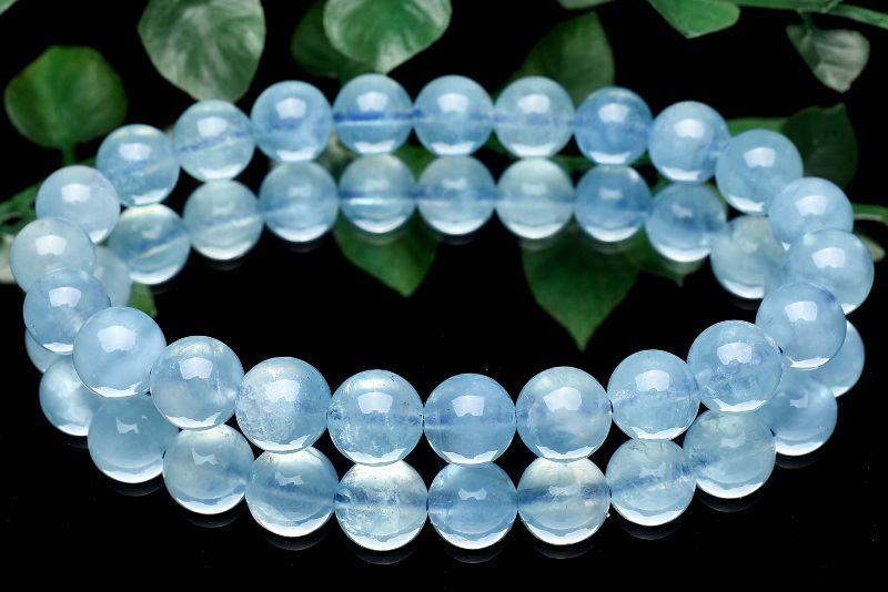 1点物】透過性あり アクアマリン 8mm ブレスレット _U8219 - 天然石