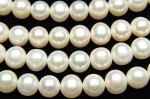 高品質 淡水真珠パール セミラウンド〜ポテト型 ホワイト 9〜10mm １連（約35cm）_R1917-9