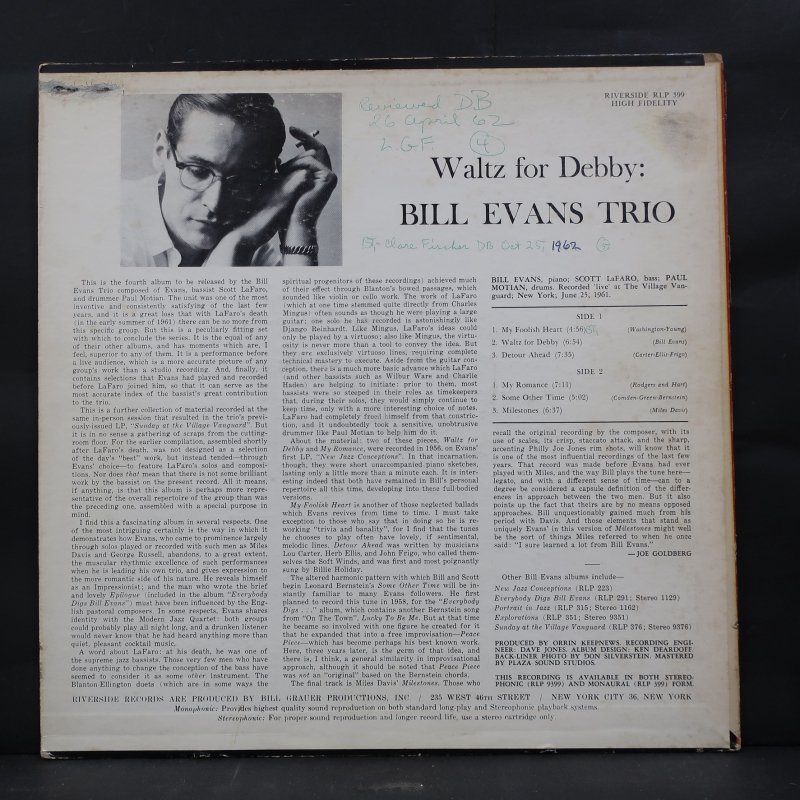 BILL EVANS オリジナル RIVERSIDE ”WALTZ FOR DEBBY” - VINYLPLANET