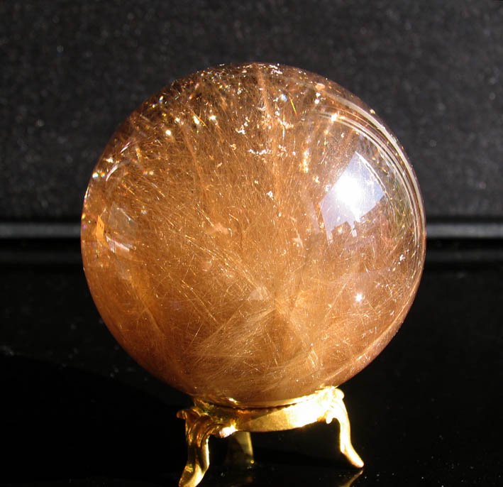 ゴールドルチル（金針）水晶丸玉73ｍｍ☆E762 - 水晶・天然石 