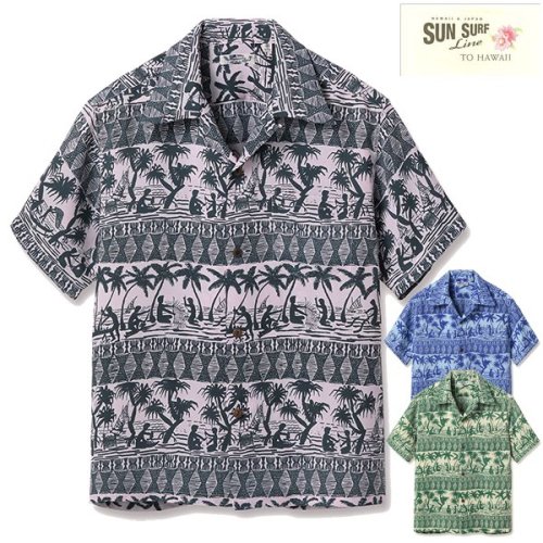 サンサーフ SUN SURF アロハシャツ SS39220 ISLAND CLASSIC BORDER ハワイアンシャツ 半袖 オープンカラー レーヨン  アメカジ 東洋 メンズ 2024年 春夏 - 京都のアメカジ通販ラグタイム【スマフォ用】