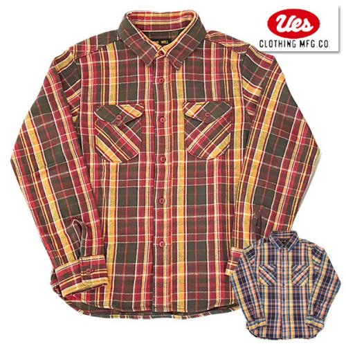 UES ウエス ヘビーネルシャツ 502452 FLANNEL SHIRTS ネルシャツ チェック フランネル 先染 長袖 裏微起毛 アメカジ  ヴィンテージ メンズ 日本製 - 京都のアメカジ通販ラグタイム【スマフォ用】