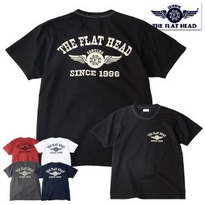 フラットヘッド THE FLAT HEAD Tシャツ FN-THC-202「FLYING WHEEL」半袖 カットソー 3本針の1本外し 丸胴  THCボディ アメカジ バイカー 定番 日本製 - 京都のアメカジ通販ラグタイム【スマフォ用】