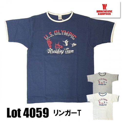 ウエアハウス WAREHOUSE リンガー Tシャツ Lot 4059 STREAKING TEAM 半袖 プリント シャドーボーダー 未洗い  アメカジ ヴィンテージ メンズ 2024年 新作 日本製 - 京都のアメカジ通販ラグタイム【スマフォ用】