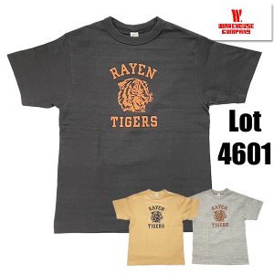 ウエアハウス WAREHOUSE Tシャツ Lot 4601 BULKELEY 半袖 タイガー トラ プリント ムラ糸 未洗い ロゴ コットン  アメカジ メンズ 2024年 盛夏 新作 日本製 - 京都のアメカジ通販ラグタイム【スマフォ用】