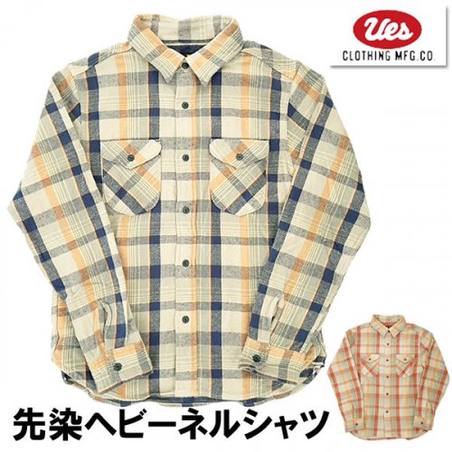 UES ウエス ヘビーネルシャツ 502453 FLANNEL SHIRTS ネルシャツ チェック フランネル 先染 長袖 裏微起毛 アメカジ  ヴィンテージ メンズ 日本製 - 京都のアメカジ通販ラグタイム【スマフォ用】